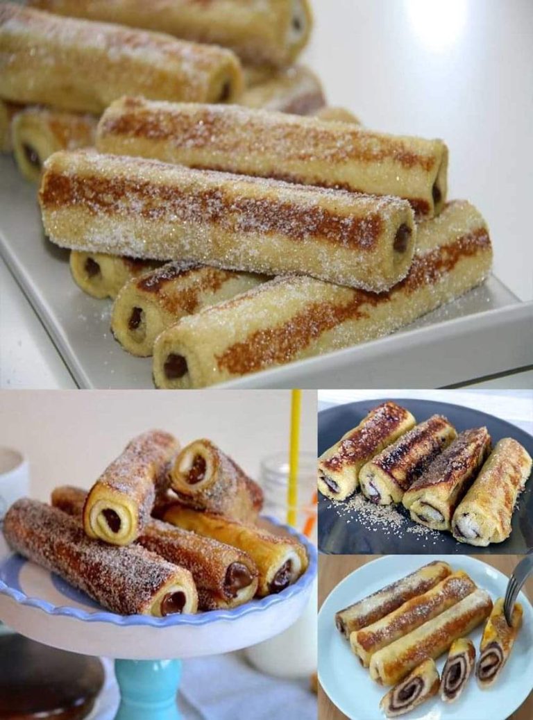 Chleb krojony zawijany z Nutellą, w stylu tostów francuskich