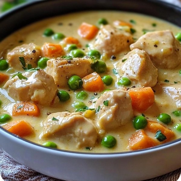 GULASZ Z KURCZAKA Z MARCHEWKĄ I GROCHEM