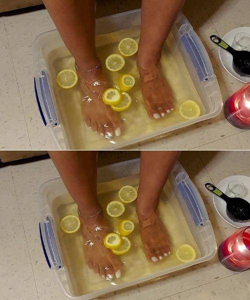 Mocz stopy w sodzie oczyszczonej z dodatkiem cytryny, aby pobudzić krążenie, oczyścić organizm i zrelaksować się.