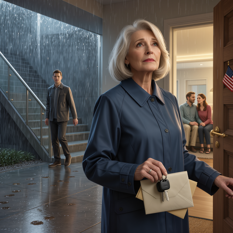 Jechałam sześć godzin przez potężną burzę, żeby świętować urodziny syna. Niosłam prezenty warte 80 000 dolarów. Stałam tuż za drzwiami i usłyszałam głos mojej synowej: „Byłoby jeszcze lepiej, gdyby się dziś nie pojawiła – wtedy dom na plaży będzie mój i mojej ukochanej”. Syn śmiał się razem z nią. Wyszłam bez słowa. A miesiąc później ich „idealne” życie…