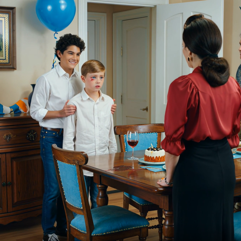 Mój siostrzeniec przechwalał się, że „zadbał o to, żeby mój syn to zapamiętał na zawsze”, wszyscy się śmiali — aż mój syn podniósł głowę, powiedział jedno zdanie, a szklanka mojej siostry wypadła jej z ręki.