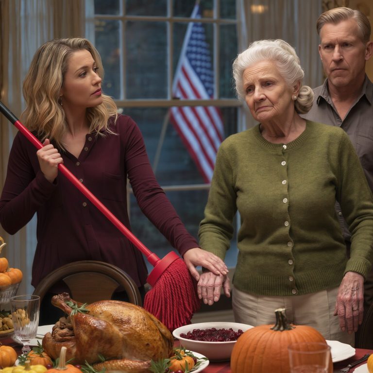 Podczas kolacji w Święto Dziękczynienia moja synowa włożyła mi mop do ręki przed wszystkimi i powiedziała chłodno: „Nie udawaj już chorego”. Mój syn też się przyłączył: „Jesteś tu za darmo, musisz posprzątać!”. Tego wieczoru po cichu spakowałem walizkę i wyszedłem, zostawiając na kuchennym stole tylko kopertę. Następnego ranka, kiedy ją otworzyli, było już za późno.