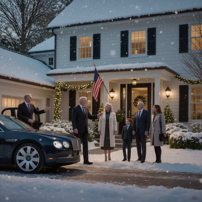 Na przyjęciu świątecznym mój były mąż spojrzał mi prosto w oczy i prychnął: „Zastąpiłaś mnie… woźnym?”. Dzieci śmiały się razem z nim. Wstałam, gotowa do wyjścia, kiedy mój narzeczony podjechał swoim nowiutkim Bentleyem, spokojnie wszedł, skinął na mojego byłego i powiedział tylko trzy słowa.
