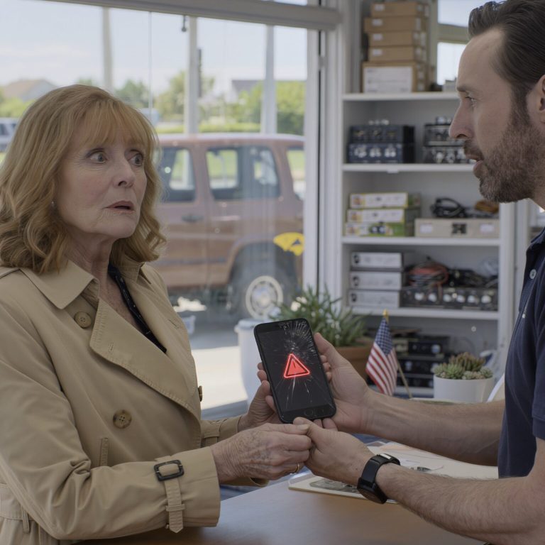 Zabrałam telefon synowej do naprawy – wtedy technik pochylił się i wyszeptał: „Zablokuj wszystko. Zmień wszystkie hasła. I nie wracaj jeszcze do domu”. Zamarłam i zapytałam: „Co się stało?”. Nie odpowiedział. Po prostu obrócił ekran w moją stronę – i to, co zobaczyłam, sprawiło, że całe moje ciało zmarzło.