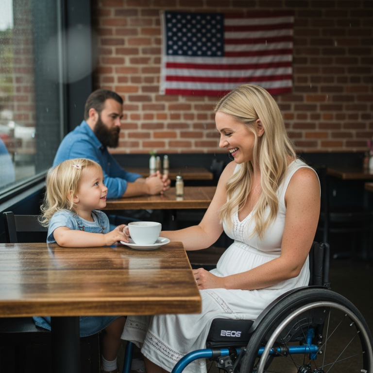 Wydałam resztę pieniędzy na zakupy na białą sukienkę, która nie zaczepiała się o moje kółka, a on i tak zostawił mnie tam po dziesięciu minutach – jakby krzesło naprzeciwko było błędem, którego potrzebował, żeby uciec. Nie potoczyłam się za nim. Po prostu wpatrywałam się w nietkniętą kawę i próbowałam przełknąć ten rodzaj wstydu, który klei się do gardła.