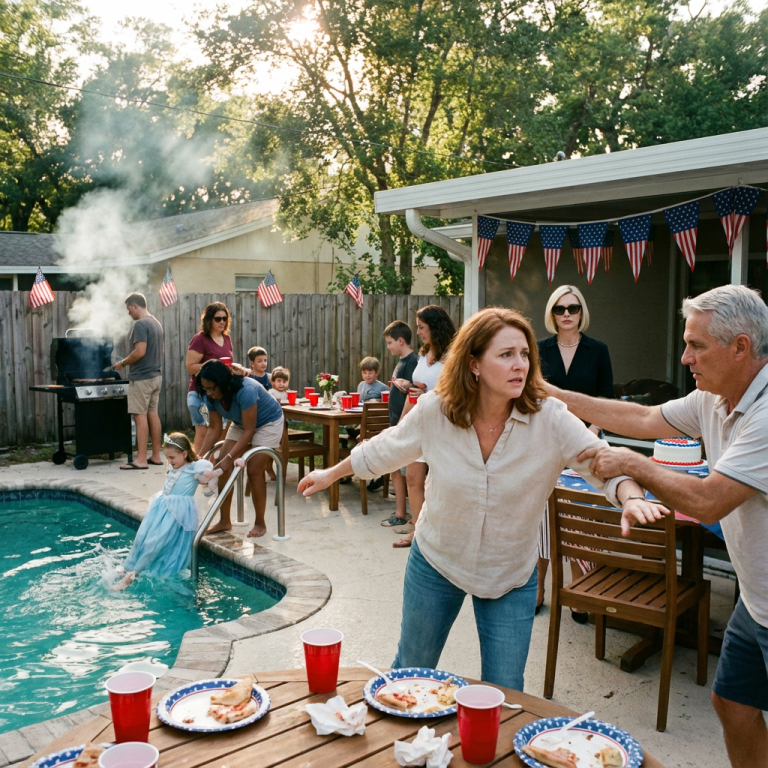 Moja siostra popchnęła moją 6-letnią córkę w stronę basenu, a mój tata zablokował mi drogę, gdy zaczęła się kąpać